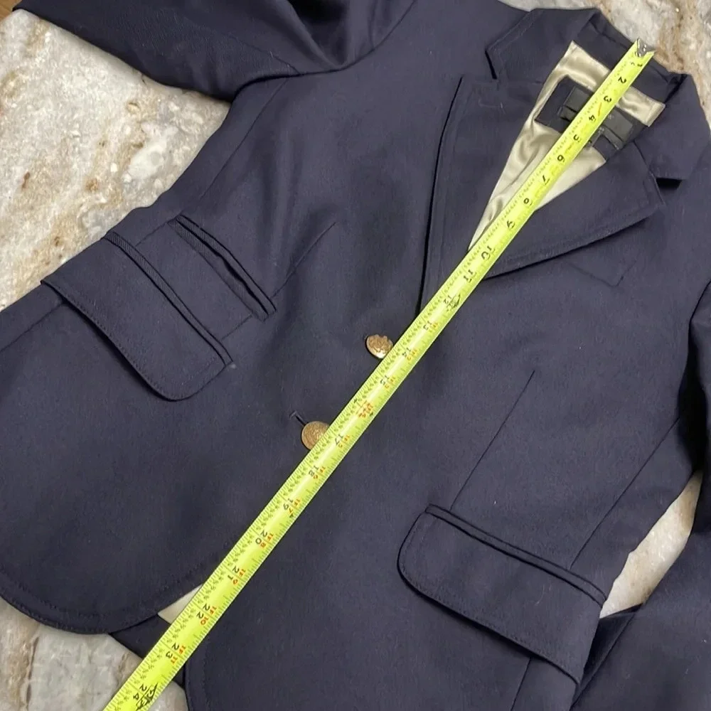 J. Crew Schoolboy Blazer Navy Blue Wool Blend Jacket Gold Buttons
